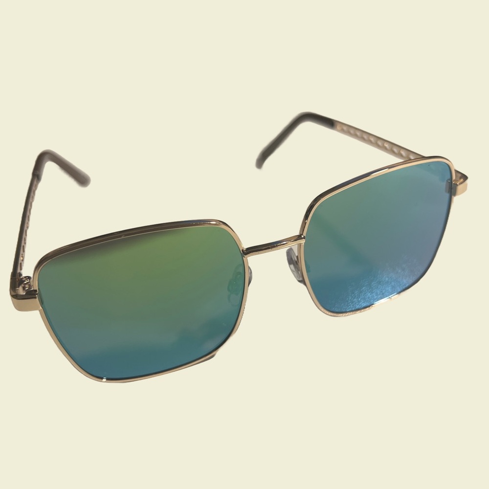 Colossein ZMCB036-02 Retro Vintage Square Gold Rim Mirrored Sunglasses 55 16-142